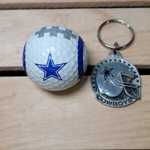 VINTAGE Dallas Cowboys Cast Metal Keychain (1991) and Golf Ball
